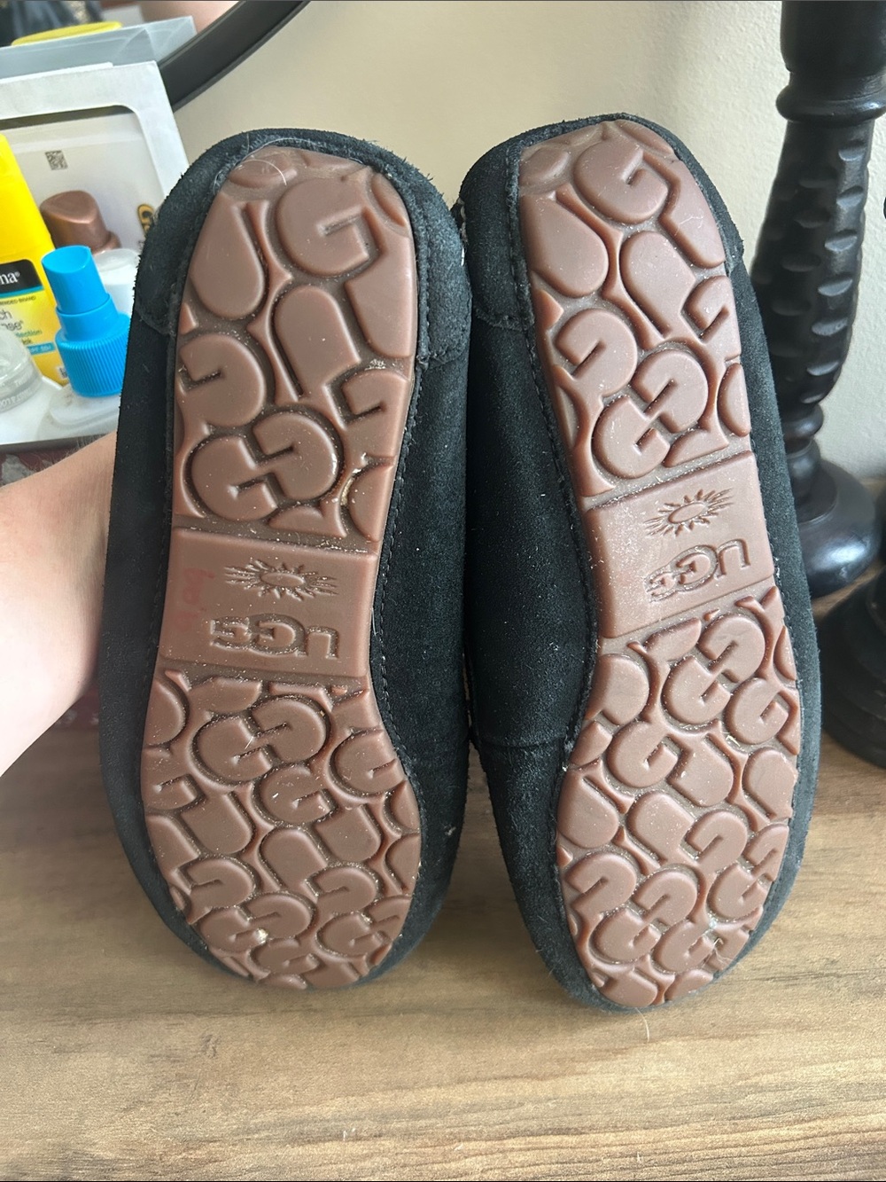 UGG Ansley Black Suede Shearling-Lined Moccasins 8 - Picture 6 of 6